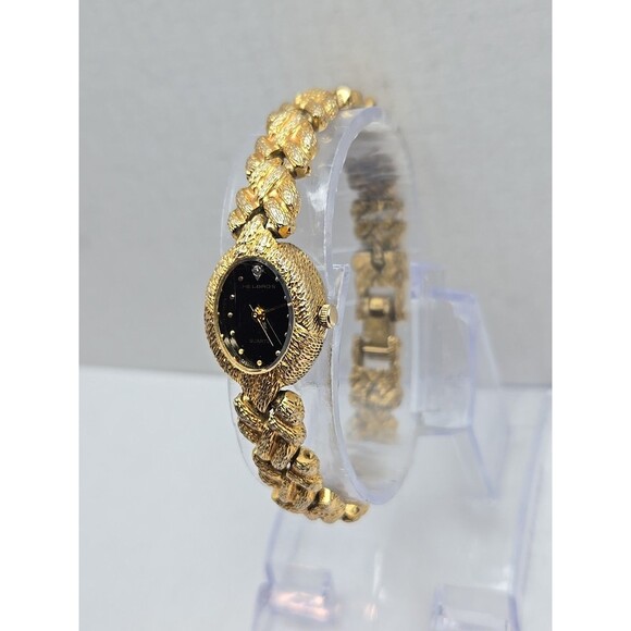 Womens Vintage Helbros Watch 16mm Gold Tone Oval Foil New Battery Bracelet - Picture 2 of 9